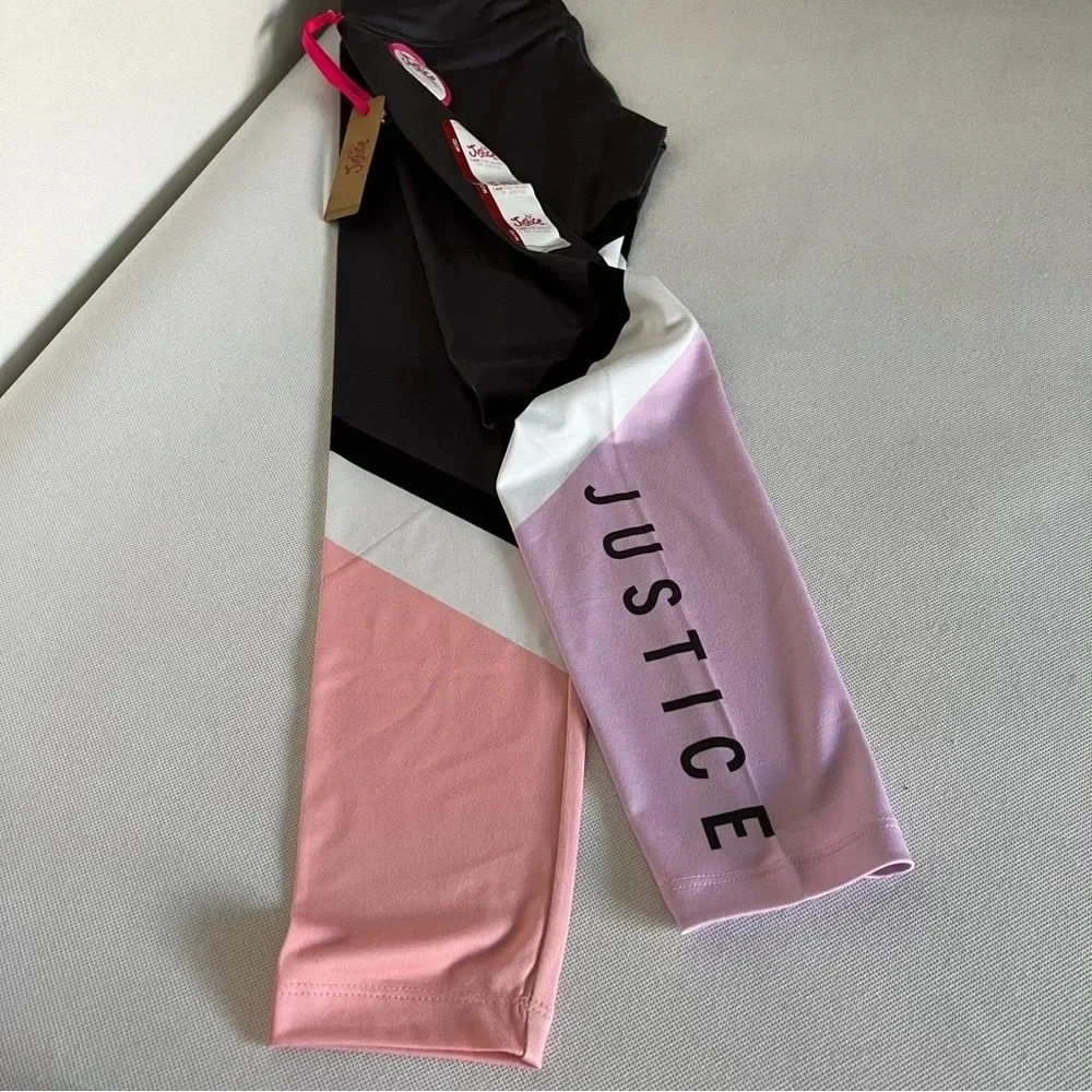 Justice Ankle Girls Collection X Color-blocked Leggings Size Medium (10) Coal